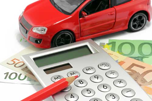 taschenrechner mit auto und euro