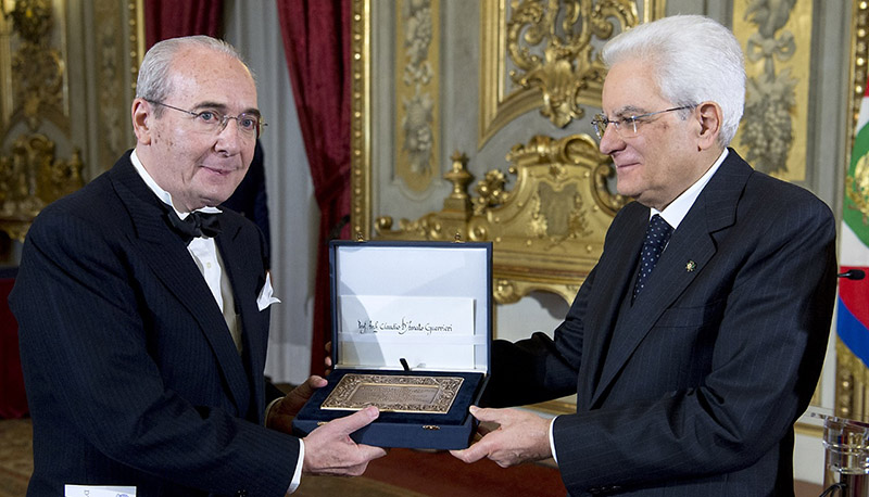 16 marzo 2016 Palazzo del Quirinale Claudio D'Amato Guerrierri con il Presidente Sergio Mattarella