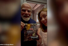 Meloni posta video con Modi e le caramelle “Melody”