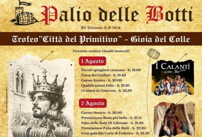 LOCANDINA NONA EDIZIONE PALIO DELLE BOTTI GIOIA DEL COLLE
