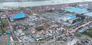 Cina: Hubei, soccorsi a pieno regime dopo il tornado