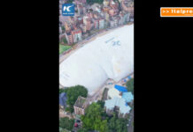 Cina, a Guangzhou una cupola gonfiabile copre un cantiere